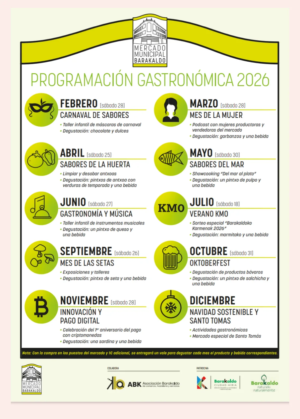 Cartel de la programación gastronómica del mercado